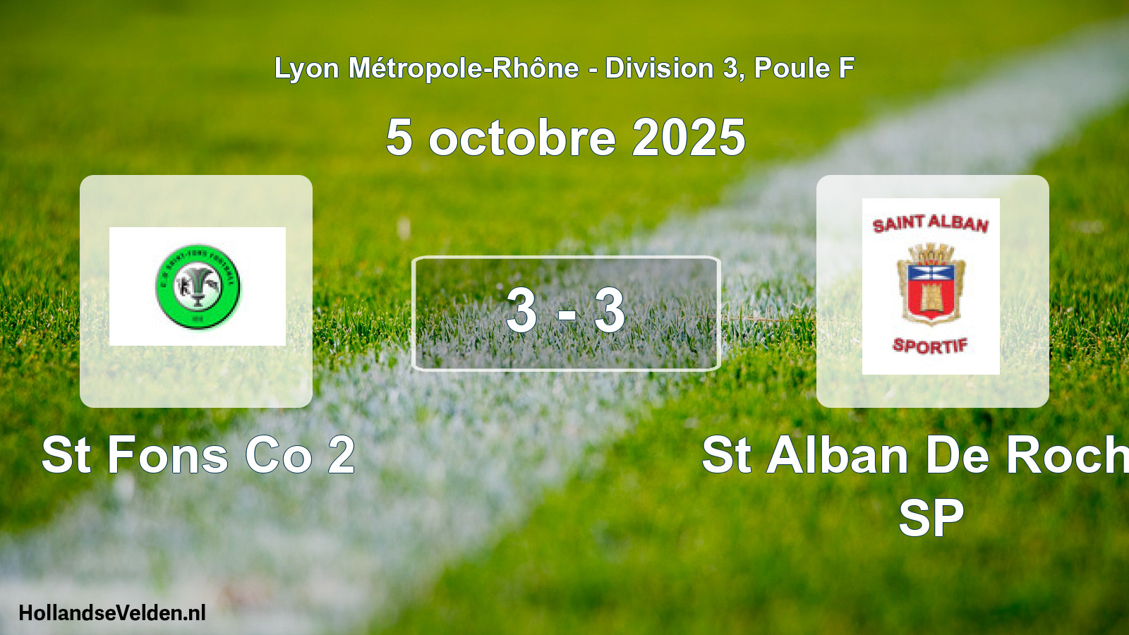 Match joué: St Fons Co 2 - St Alban De Roche SP 3 - 3 (5 octobre 2025)