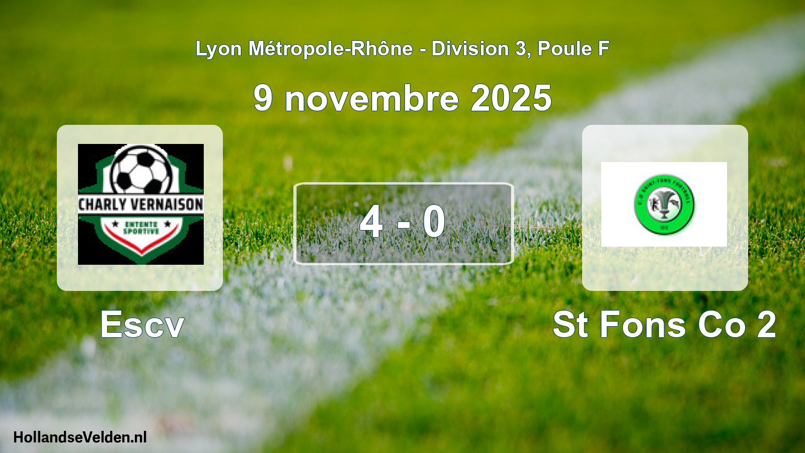 Gespeelde wedstrijd: Escv - St Fons Co 2 4 - 0 (9 november 2025)