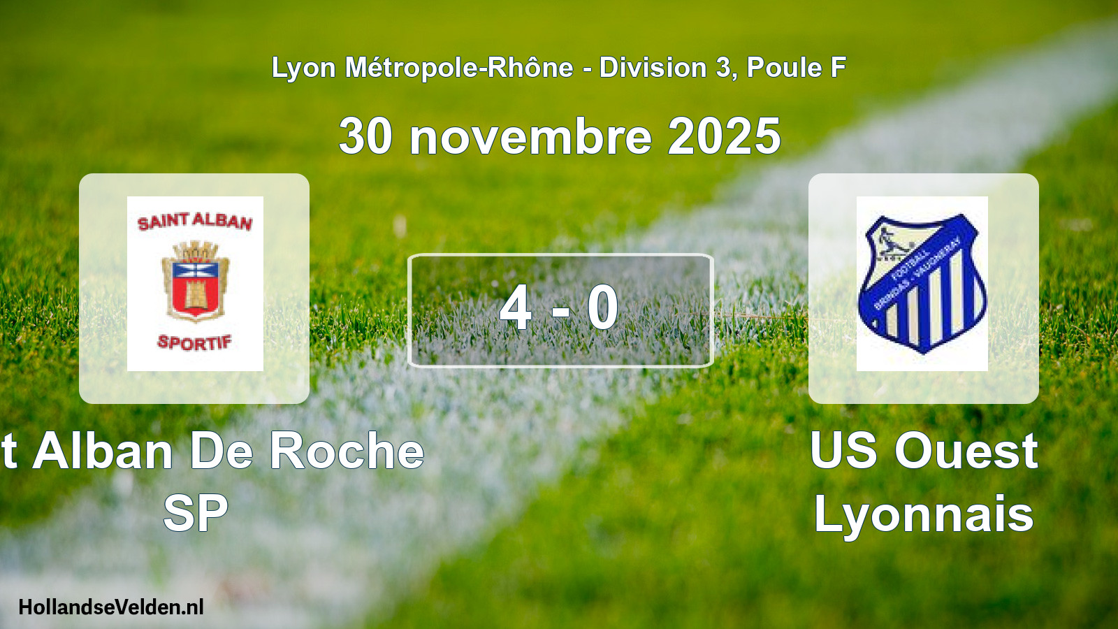 Gespeelde wedstrijd: St Alban De Roche SP - US Ouest Lyonnais 4 - 0 (30 november 2025)