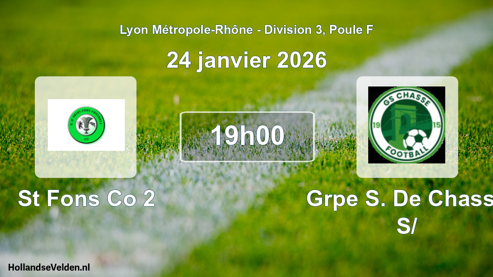 Geplande wedstrijd: St Fons Co 2 - Grpe S. De Chasse S/ (24 januari 2026)