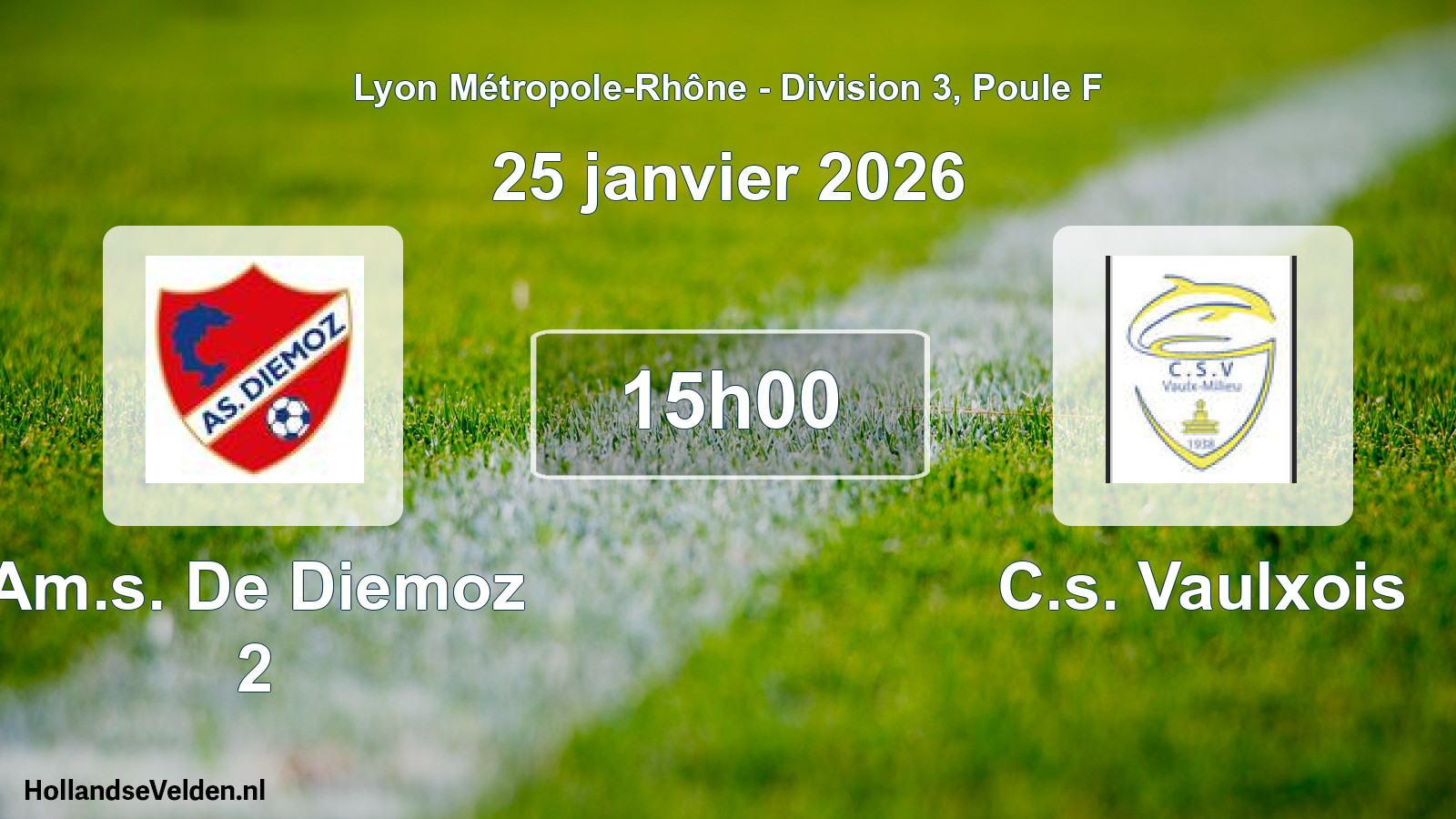 Match programmé: Am.s. De Diemoz 2 - C.s. Vaulxois (25 janvier 2026)