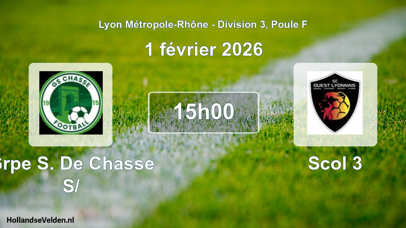 Geplande wedstrijd: Grpe S. De Chasse S/ - Scol 3 (1 februari 2026)