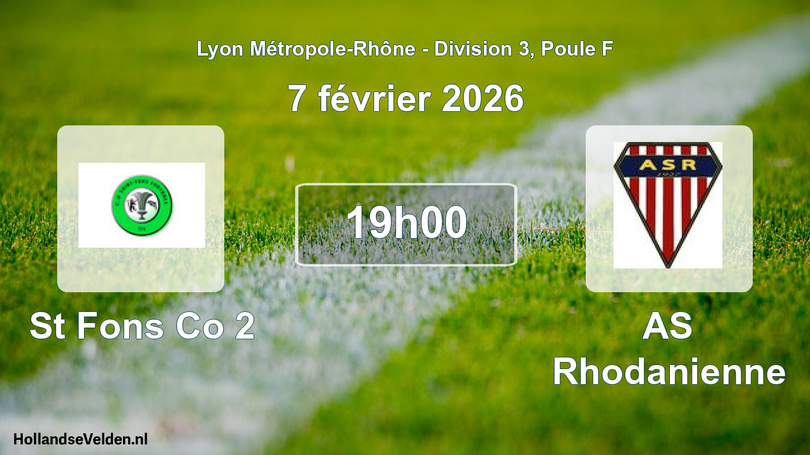 Match programmé: St Fons Co 2 - AS Rhodanienne (7 février 2026)