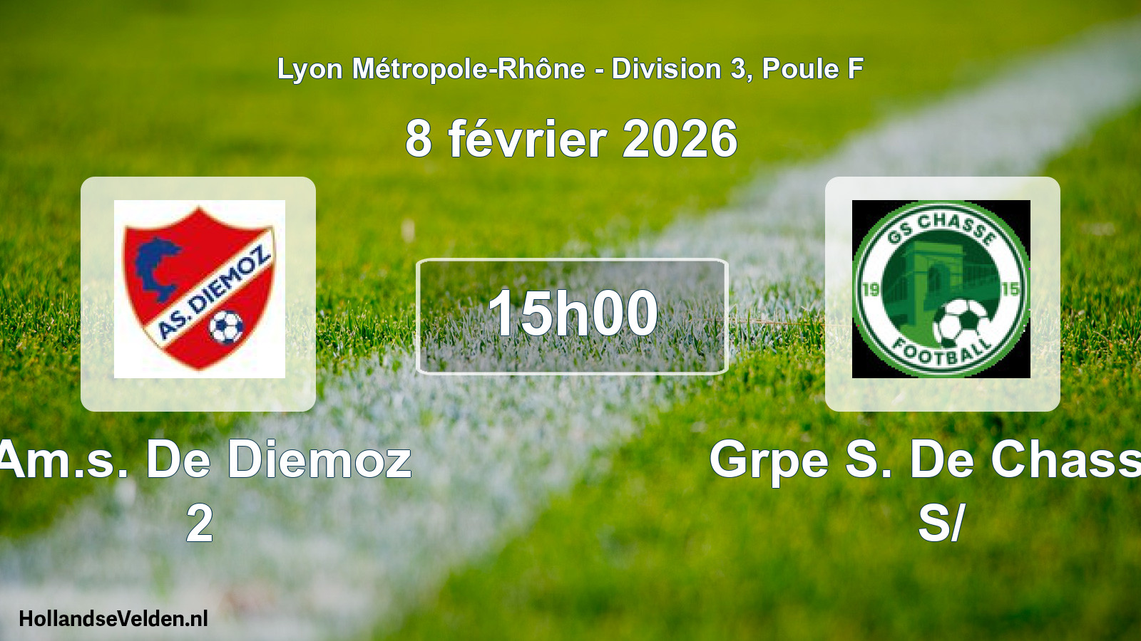 Geplande wedstrijd: Am.s. De Diemoz 2 - Grpe S. De Chasse S/ (8 februari 2026)
