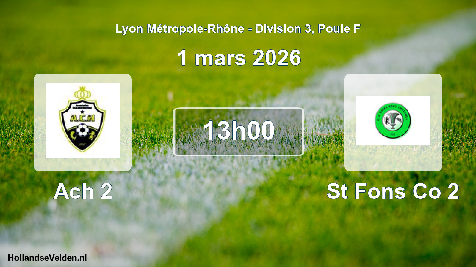 Scheduled Match: Ach 2 - St Fons Co 2 (1 March 2026)
