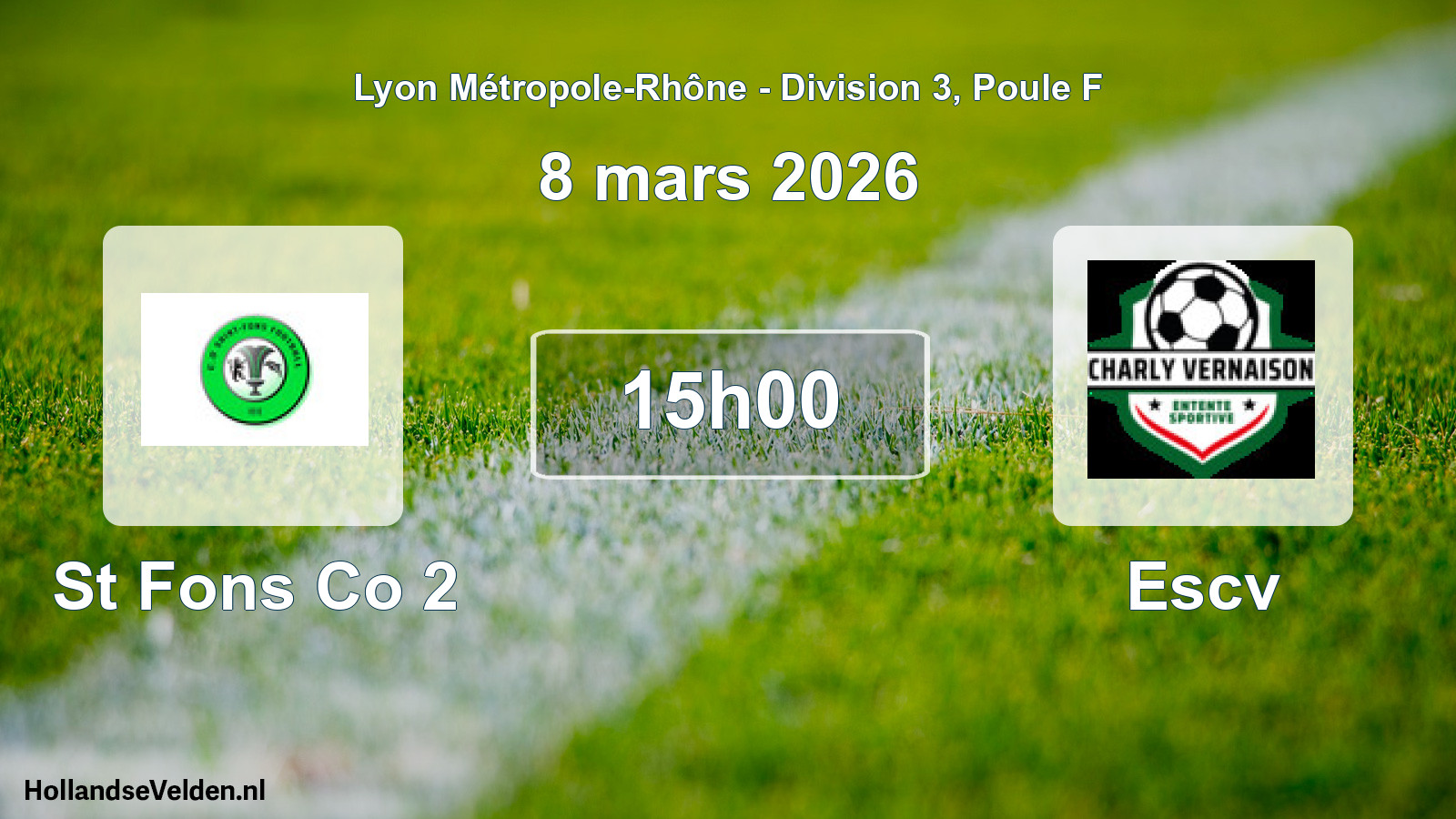 Match programmé: St Fons Co 2 - Escv (8 mars 2026)