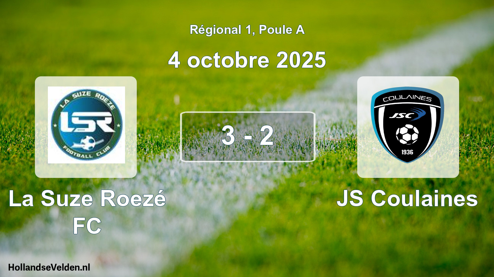 Total number of matches played: La Suze Roezé FC - JS Coulaines 3 - 2 (4 October 2025)