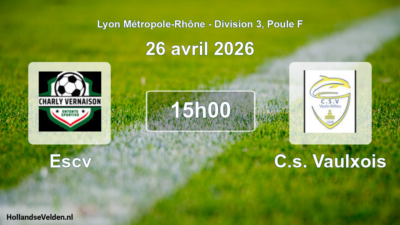Match programmé: Escv - C.s. Vaulxois (26 avril 2026)