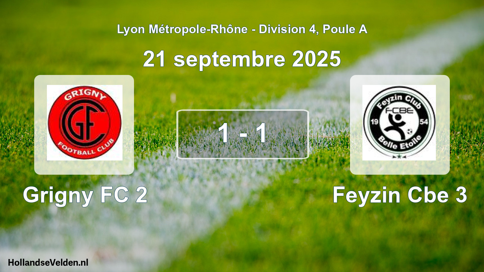 Match joué: Grigny FC 2 - Feyzin Cbe 3 1 - 1 (21 septembre 2025)