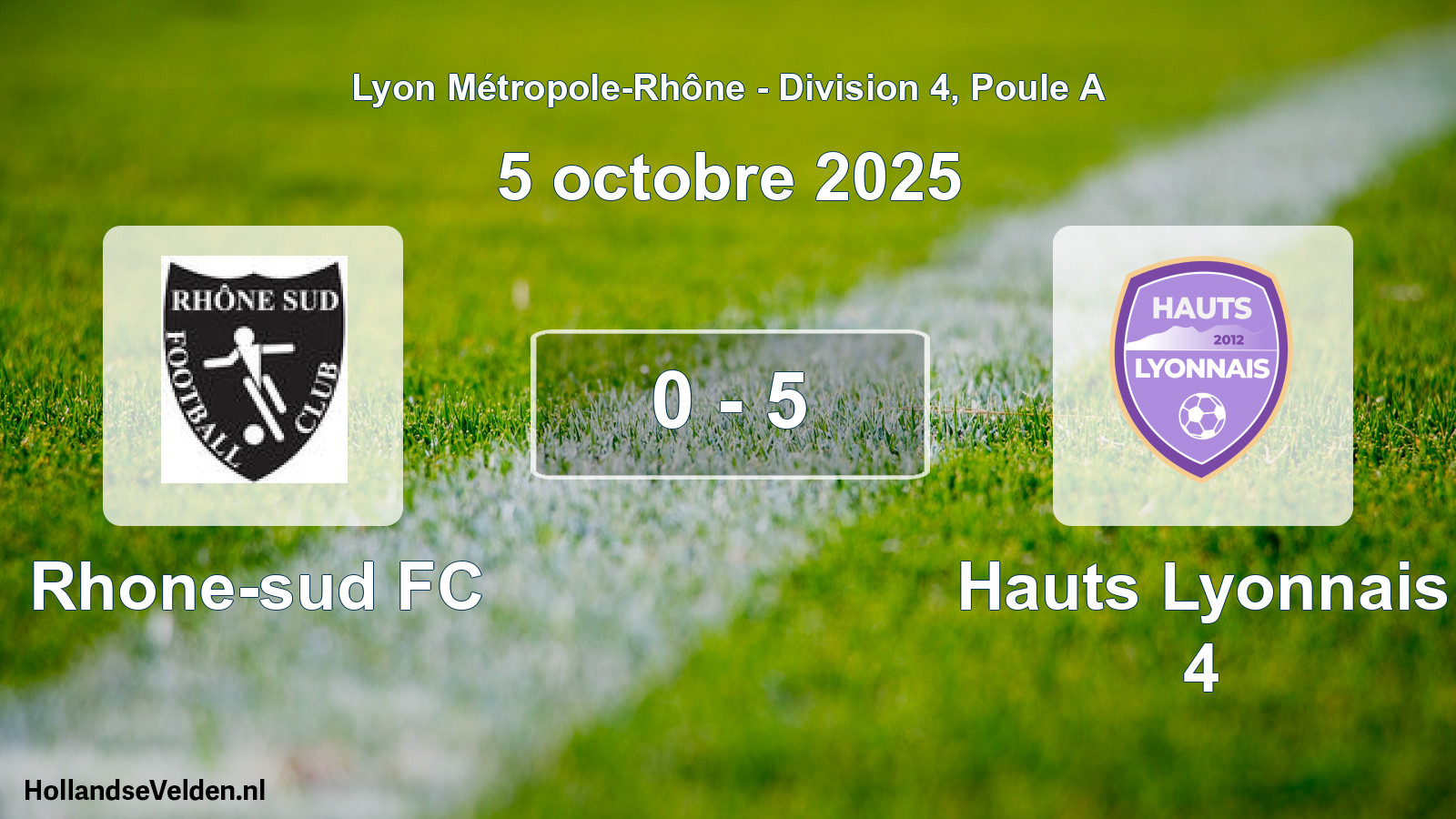 Gespeelde wedstrijd: Rhone-sud FC - Hauts Lyonnais 4 0 - 5 (5 oktober 2025)