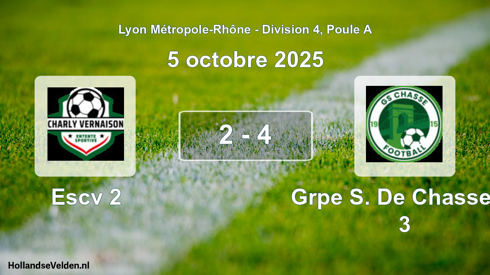 Gespeelde wedstrijd: Escv 2 - Grpe S. De Chasse S/ 3 2 - 4 (5 oktober 2025)