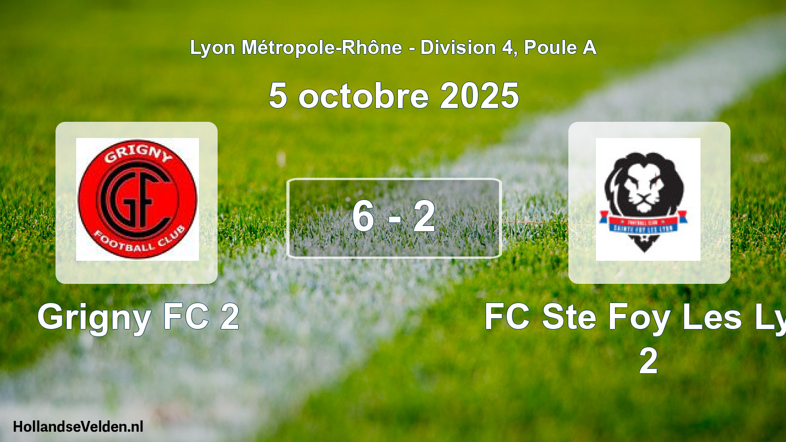 Gespeelde wedstrijd: Grigny FC 2 - FC Ste Foy Les Lyo 2 6 - 2 (5 oktober 2025)