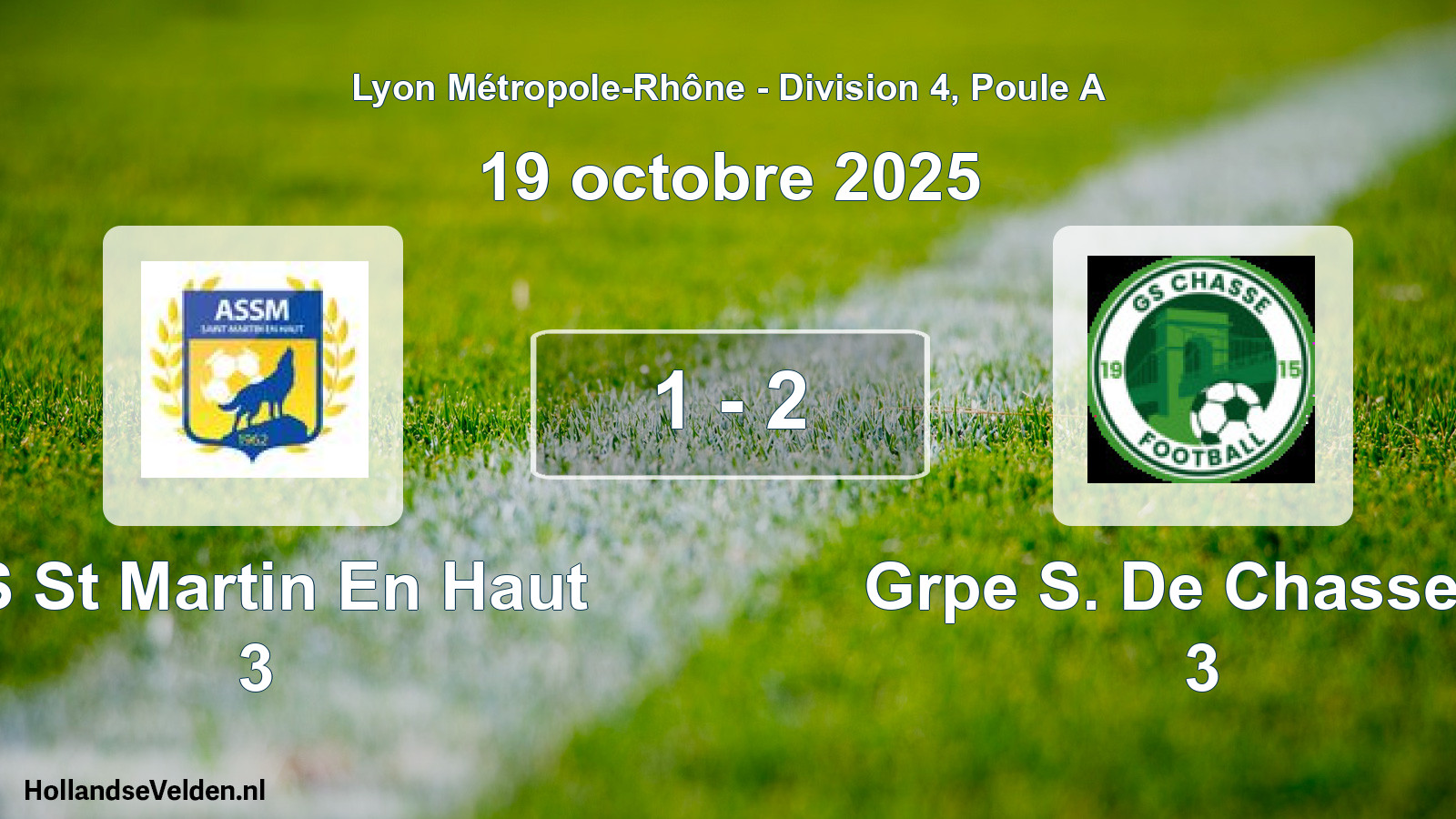 Gespeelde wedstrijd: AS St Martin En Haut 3 - Grpe S. De Chasse S/ 3 1 - 2 (19 oktober 2025)