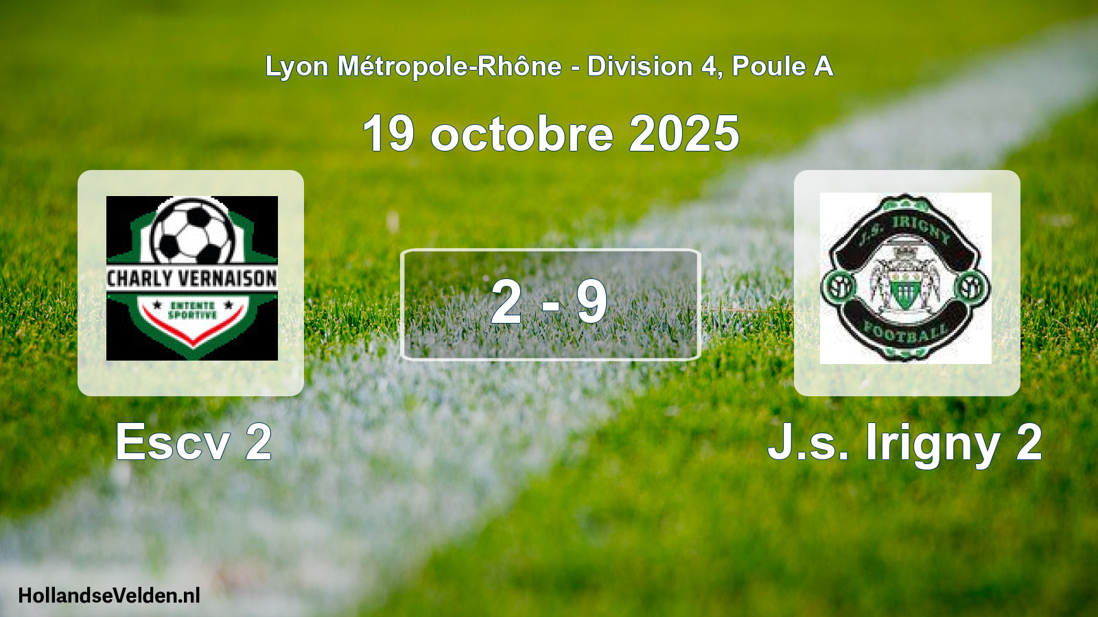 Gespeelde wedstrijd: Escv 2 - J.s. Irigny 2 2 - 9 (19 oktober 2025)