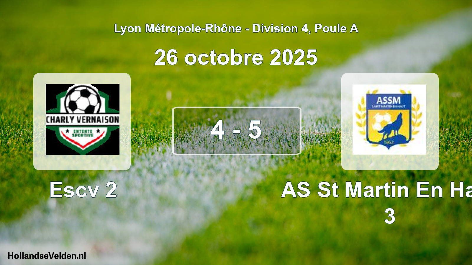 Gespeelde wedstrijd: Escv 2 - AS St Martin En Haut 3 4 - 5 (26 oktober 2025)