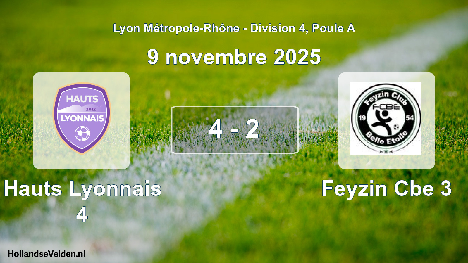 Gespeelde wedstrijd: Hauts Lyonnais 4 - Feyzin Cbe 3 4 - 2 (9 november 2025)