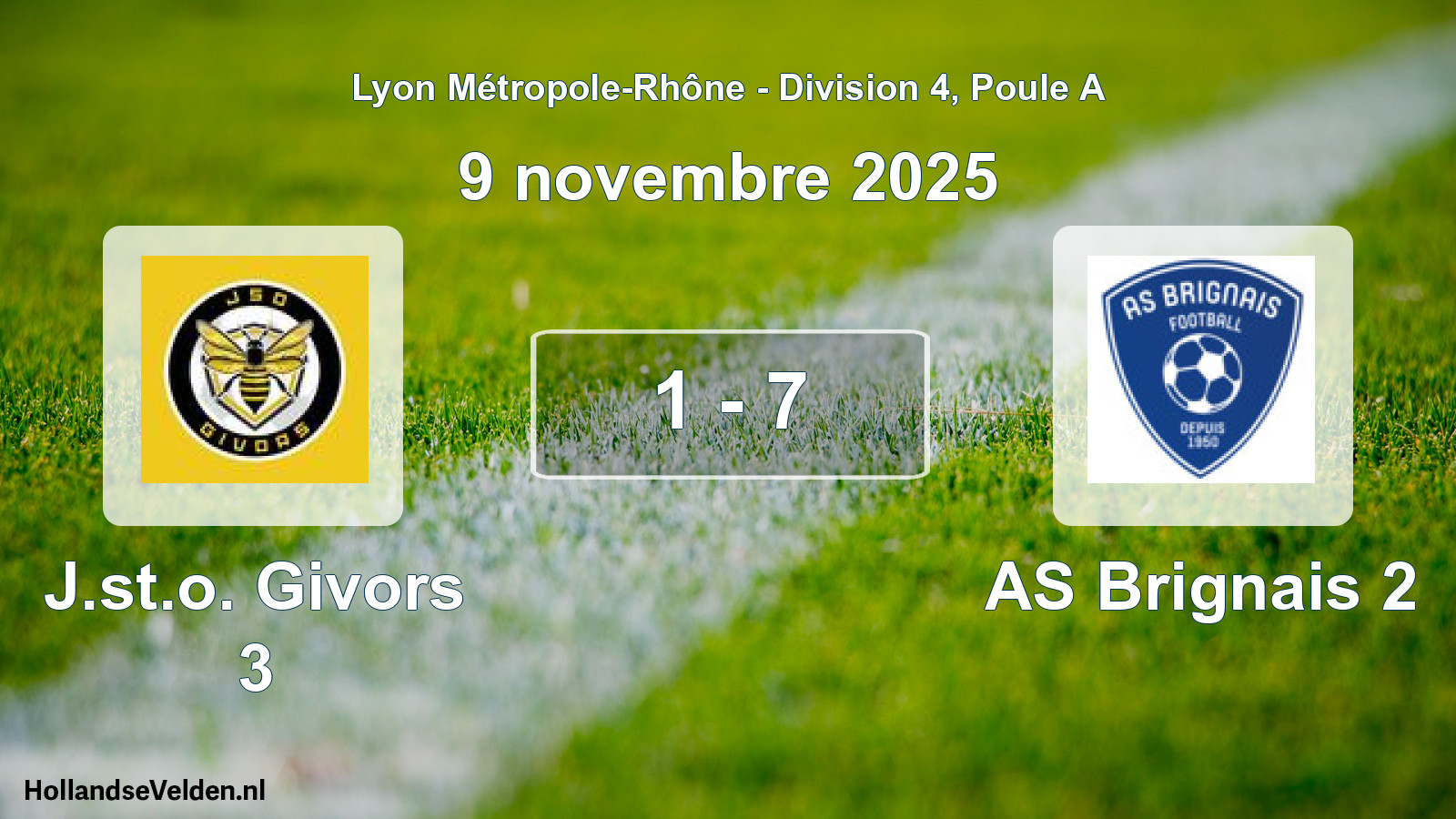 Match joué: J.st.o. Givors 3 - AS Brignais 2 1 - 7 (9 novembre 2025)