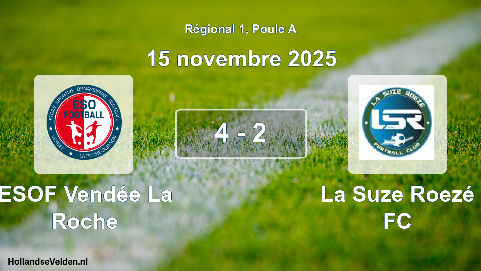 Gespeelde wedstrijd: ESOF Vendée La Roche - La Suze Roezé FC 4 - 2 (15 november 2025)