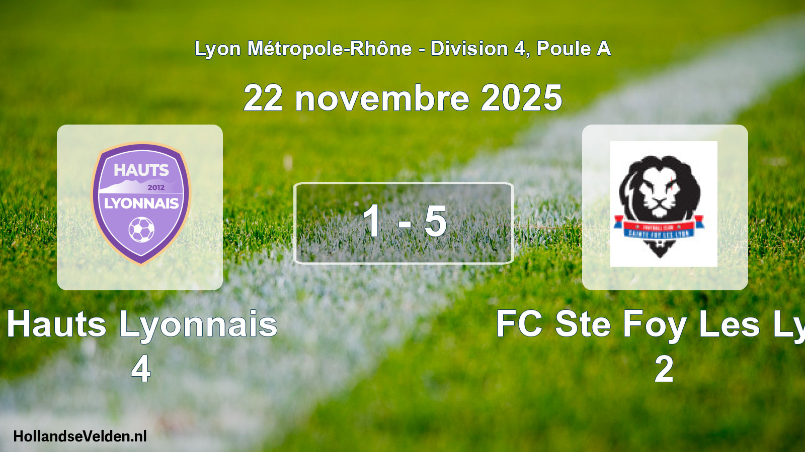 Gespeelde wedstrijd: Hauts Lyonnais 4 - FC Ste Foy Les Lyo 2 1 - 5 (22 november 2025)