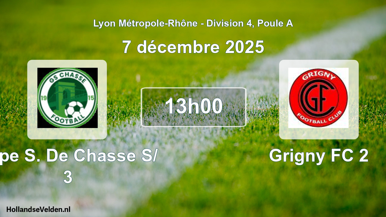 Geplande wedstrijd: Grpe S. De Chasse S/ 3 - Grigny FC 2 (7 december 2025)