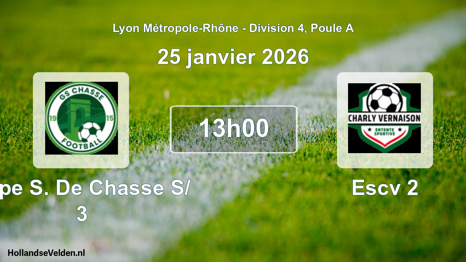 Geplande wedstrijd: Grpe S. De Chasse S/ 3 - Escv 2 (25 januari 2026)