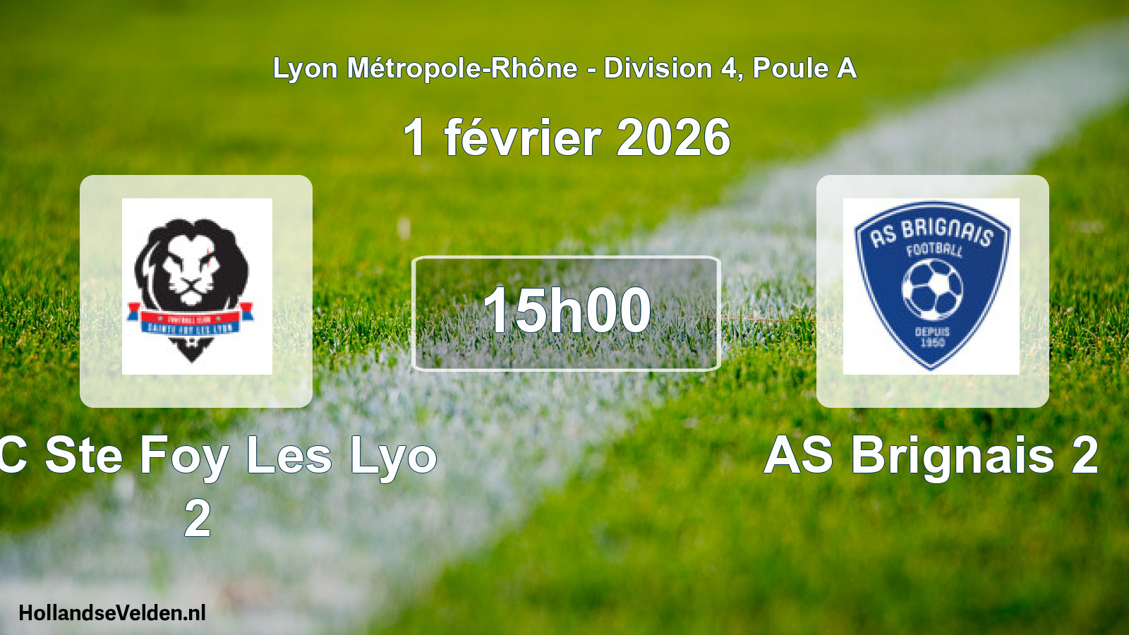 Match programmé: FC Ste Foy Les Lyo 2 - AS Brignais 2 (1 février 2026)