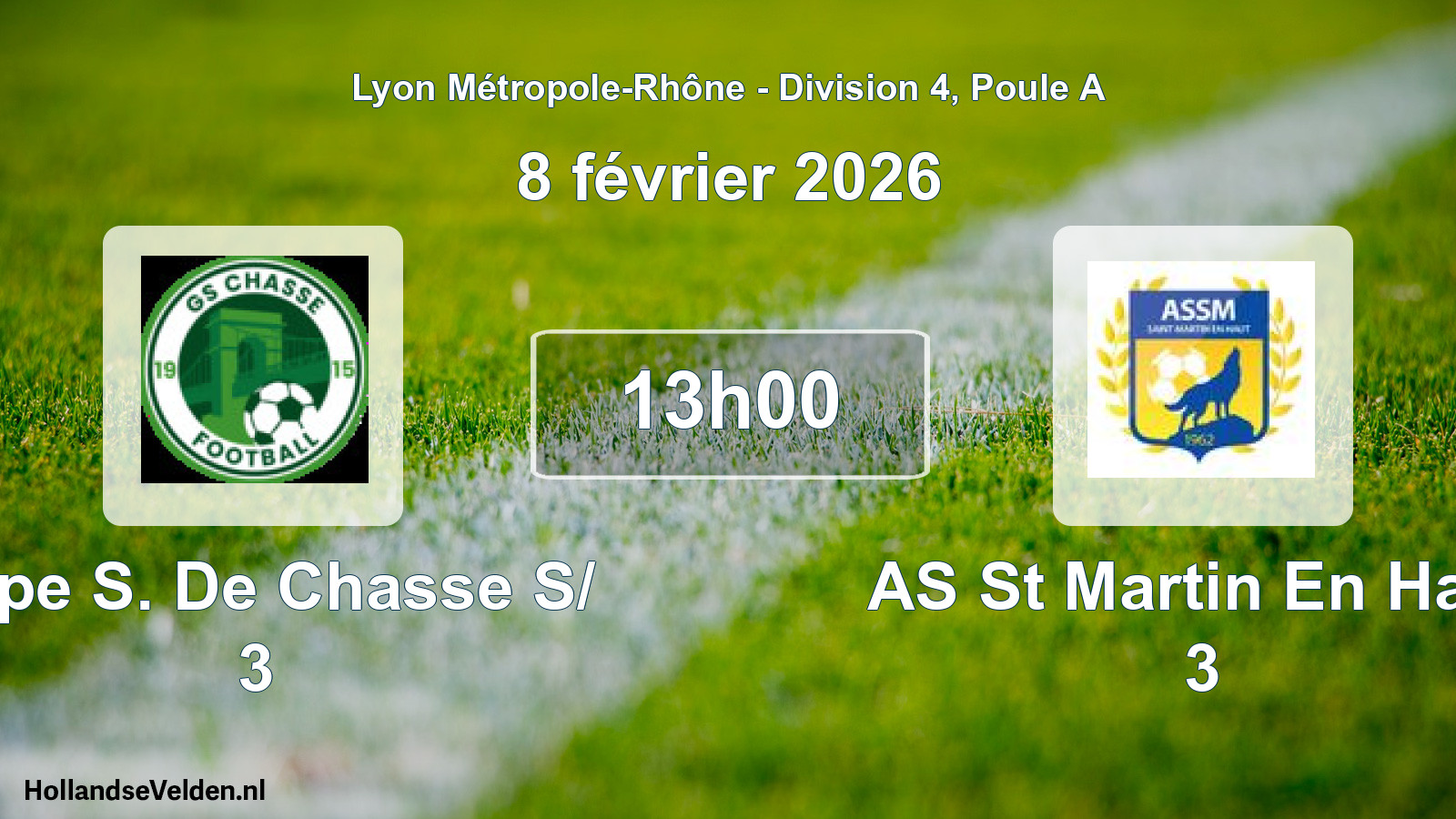 Geplande wedstrijd: Grpe S. De Chasse S/ 3 - AS St Martin En Haut 3 (8 februari 2026)