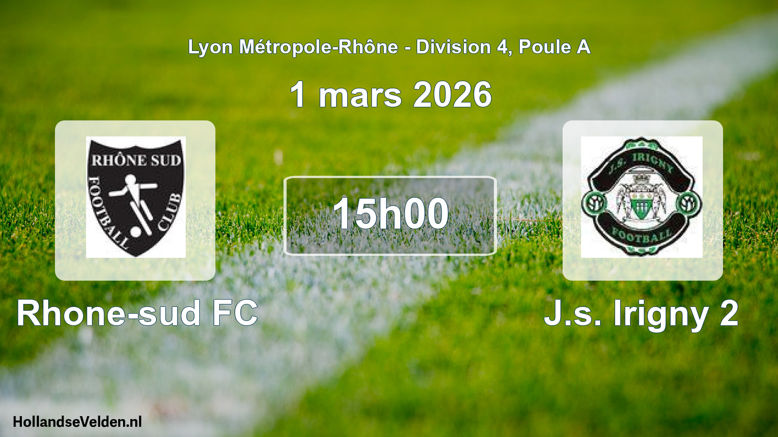 Geplande wedstrijd: Rhone-sud FC - J.s. Irigny 2 (1 maart 2026)