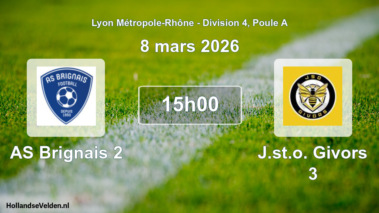 Geplande wedstrijd: AS Brignais 2 - J.st.o. Givors 3 (8 maart 2026)