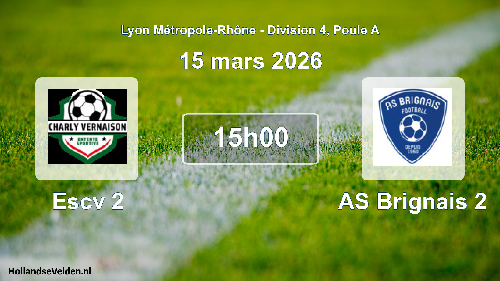 Match programmé: Escv 2 - AS Brignais 2 (15 mars 2026)