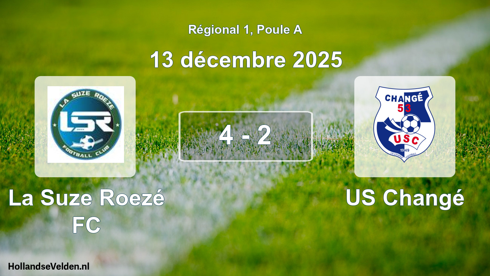 Total number of matches played: La Suze Roezé FC - US Changé 4 - 2 (13 December 2025)
