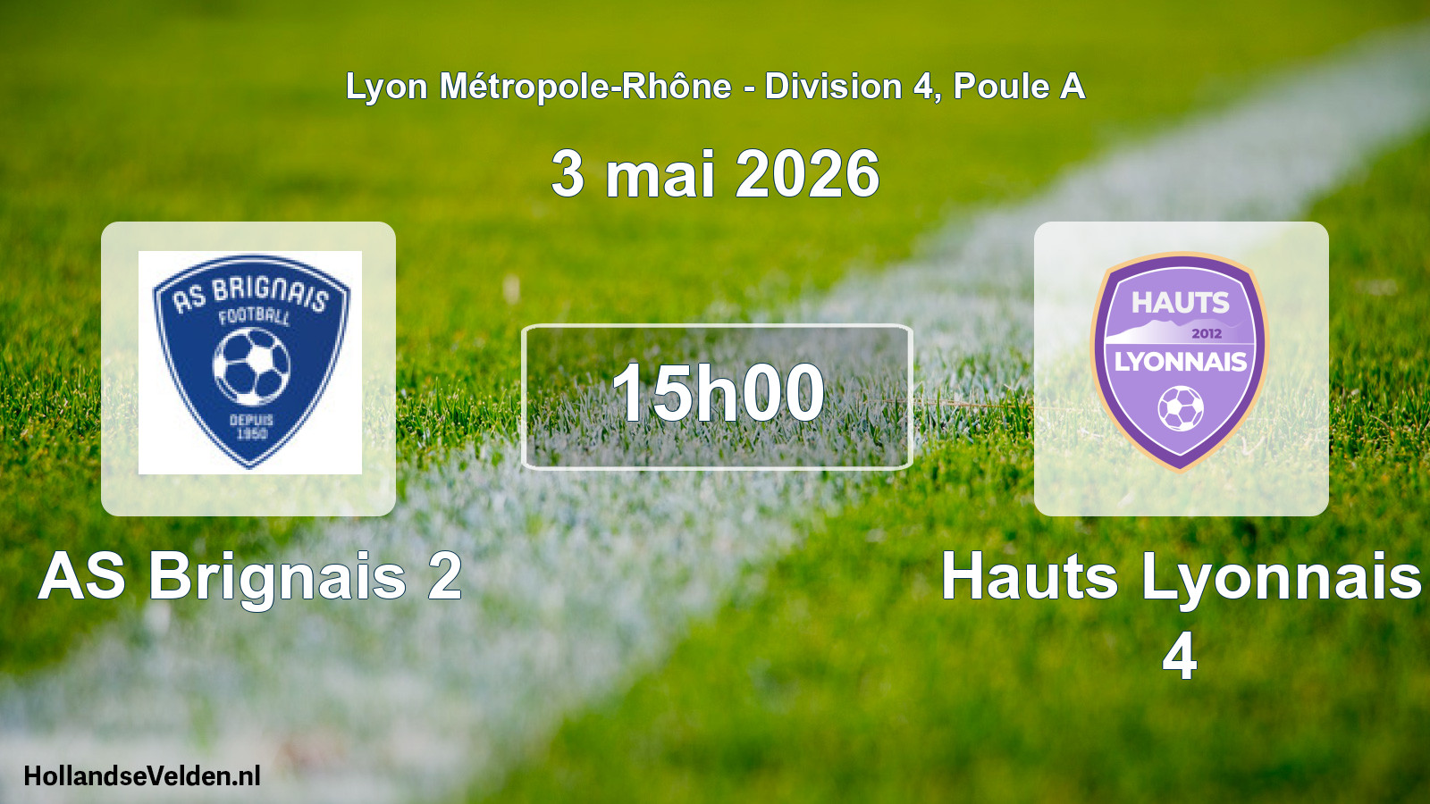 Geplande wedstrijd: AS Brignais 2 - Hauts Lyonnais 4 (3 mei 2026)