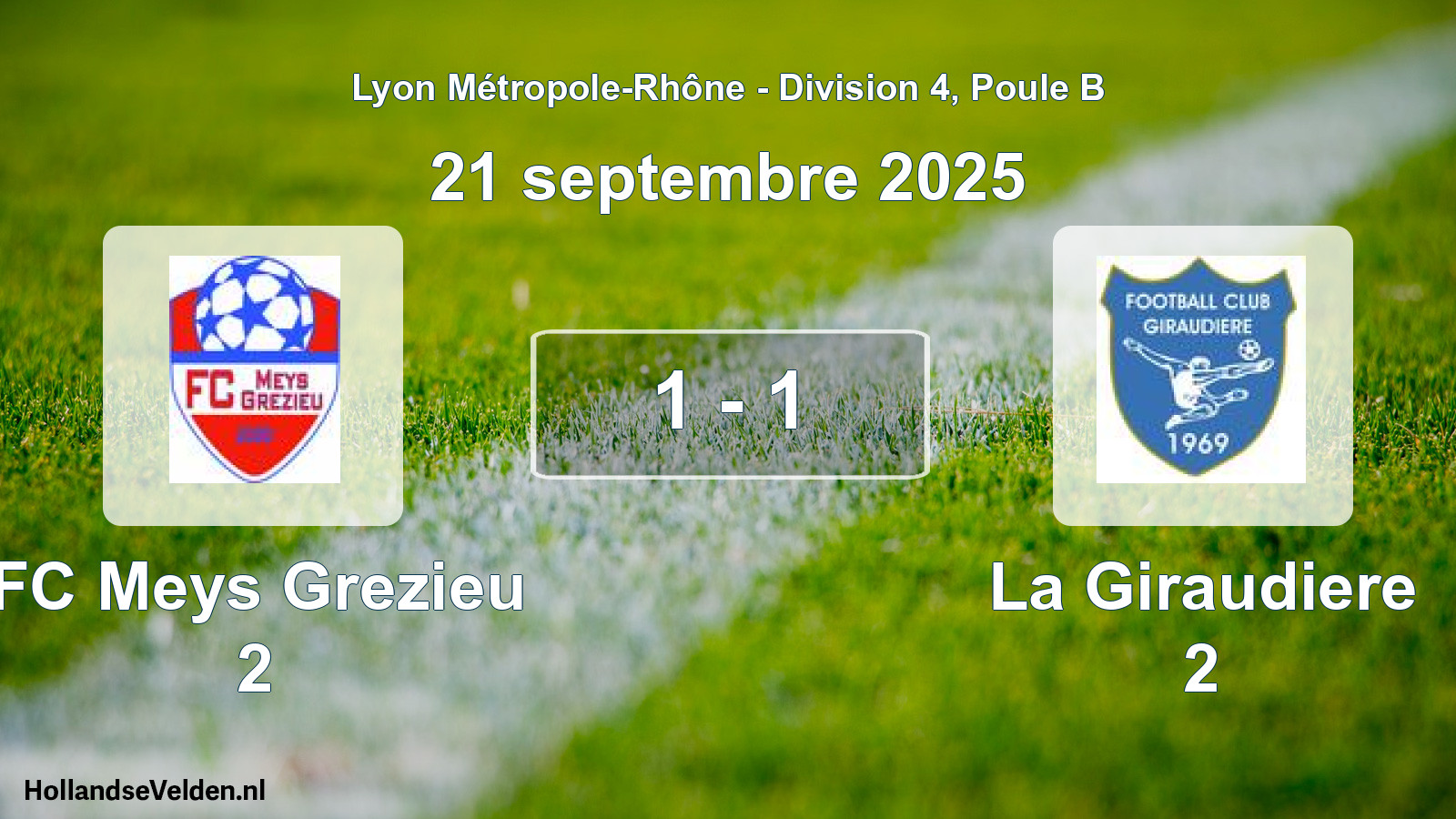 Match joué: FC Meys Grezieu 2 - La Giraudiere 2 1 - 1 (21 septembre 2025)