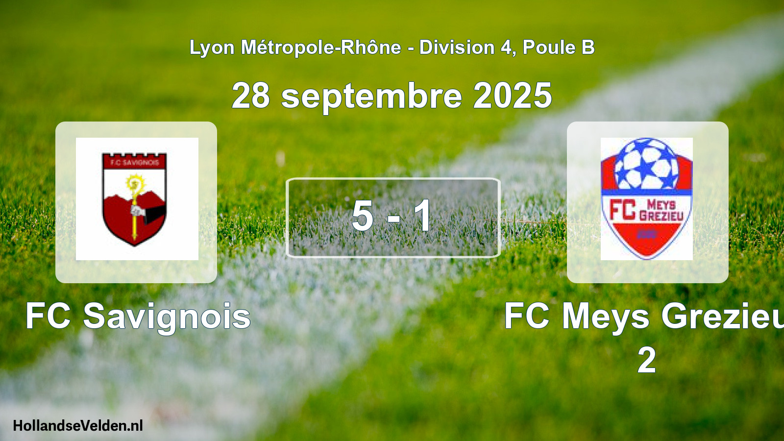 Match joué: FC Savignois - FC Meys Grezieu 2 5 - 1 (28 septembre 2025)