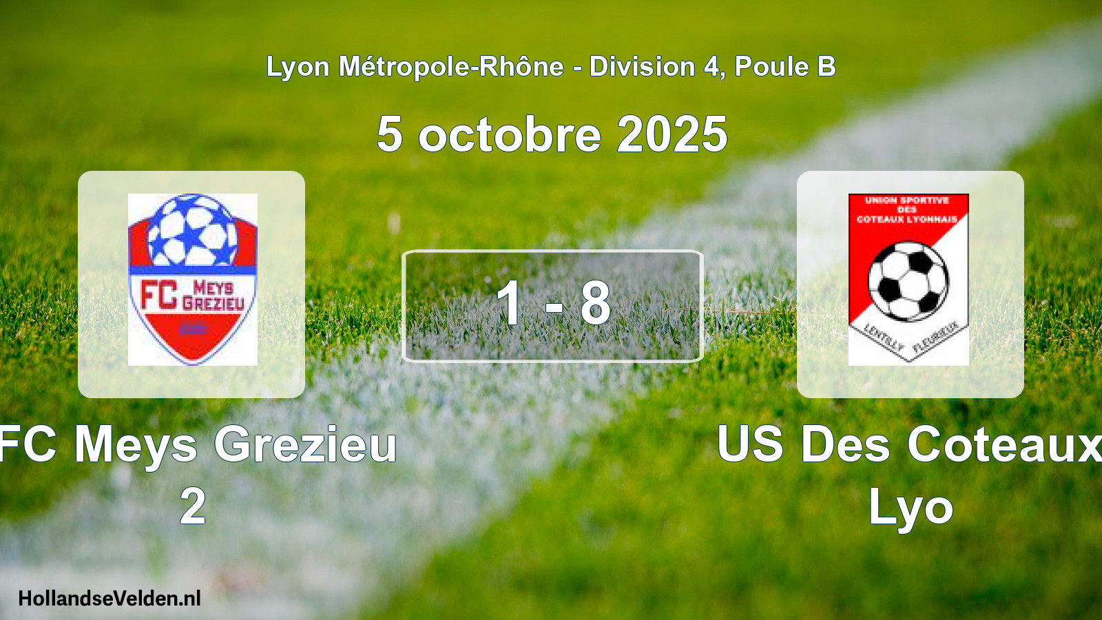 Gespeelde wedstrijd: FC Meys Grezieu 2 - US Des Coteaux Lyo 1 - 8 (5 oktober 2025)