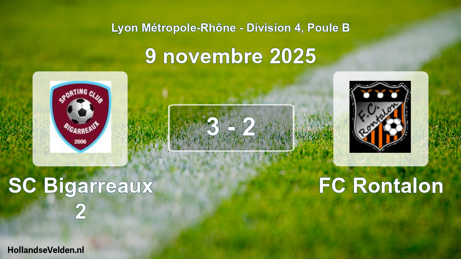 Gespeelde wedstrijd: SC Bigarreaux 2 - FC Rontalon 3 - 2 (9 november 2025)