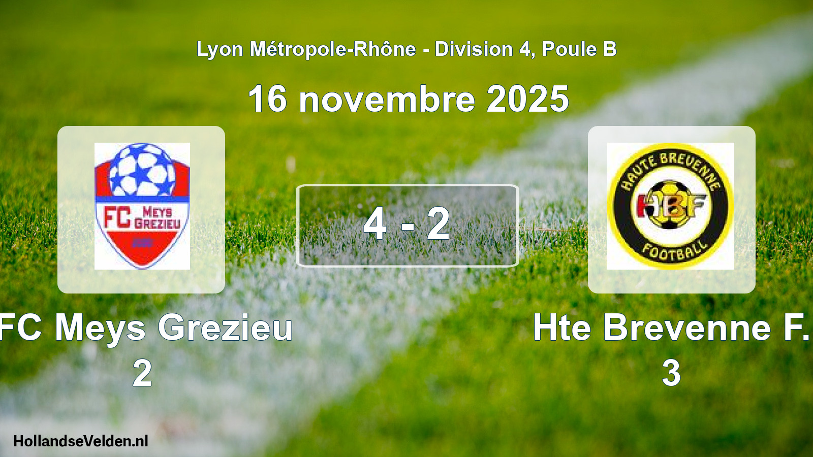 Gespeelde wedstrijd: FC Meys Grezieu 2 - Hte Brevenne F. 3 4 - 2 (16 november 2025)