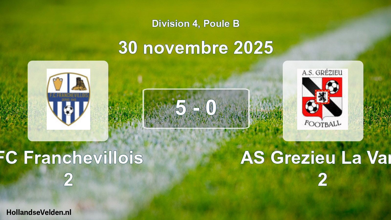 Match joué: FC Franchevillois 2 - AS Grezieu La Vare 2 5 - 0 (30 novembre 2025)