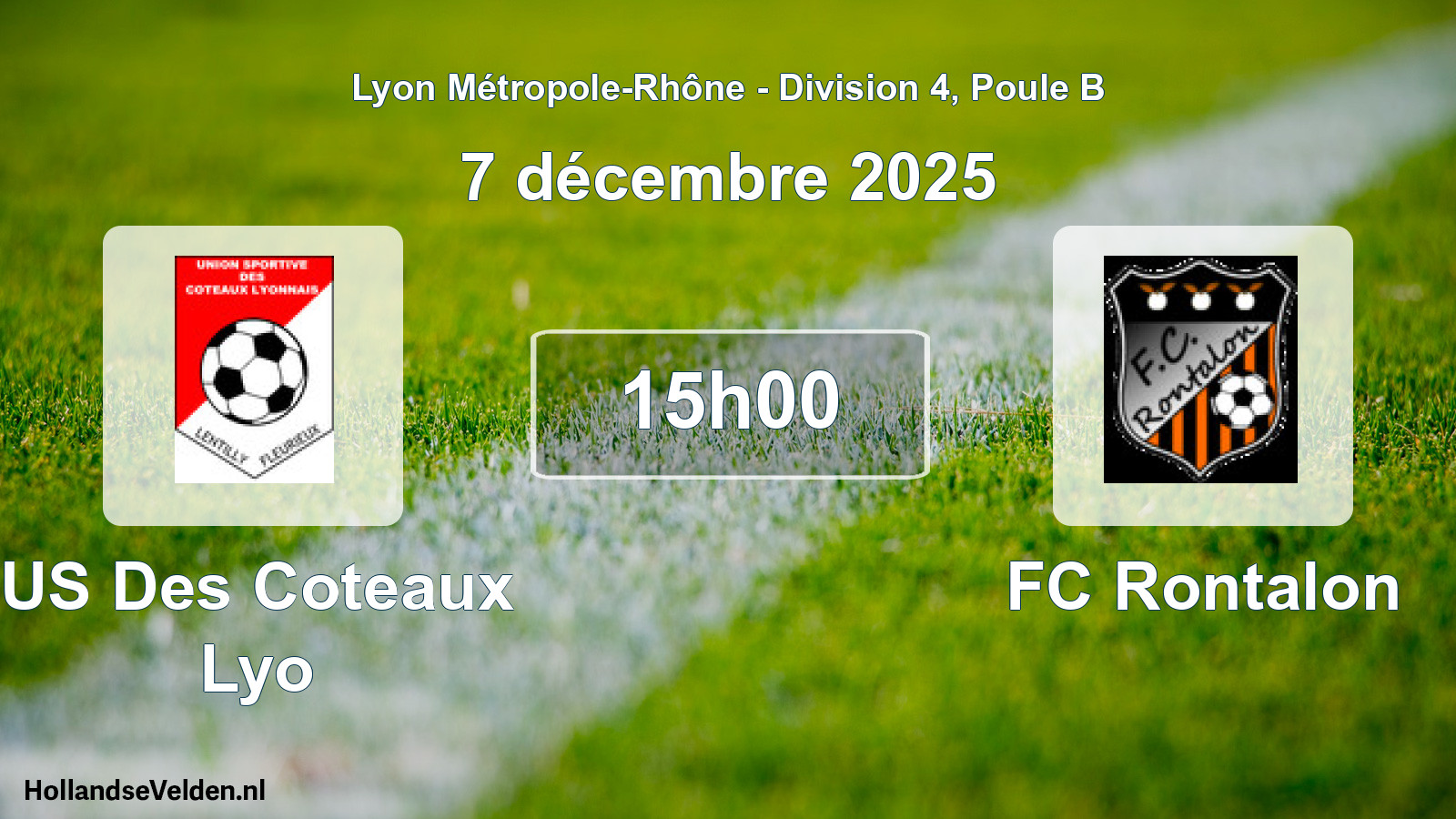 Match programmé: US Des Coteaux Lyo - FC Rontalon (7 décembre 2025)