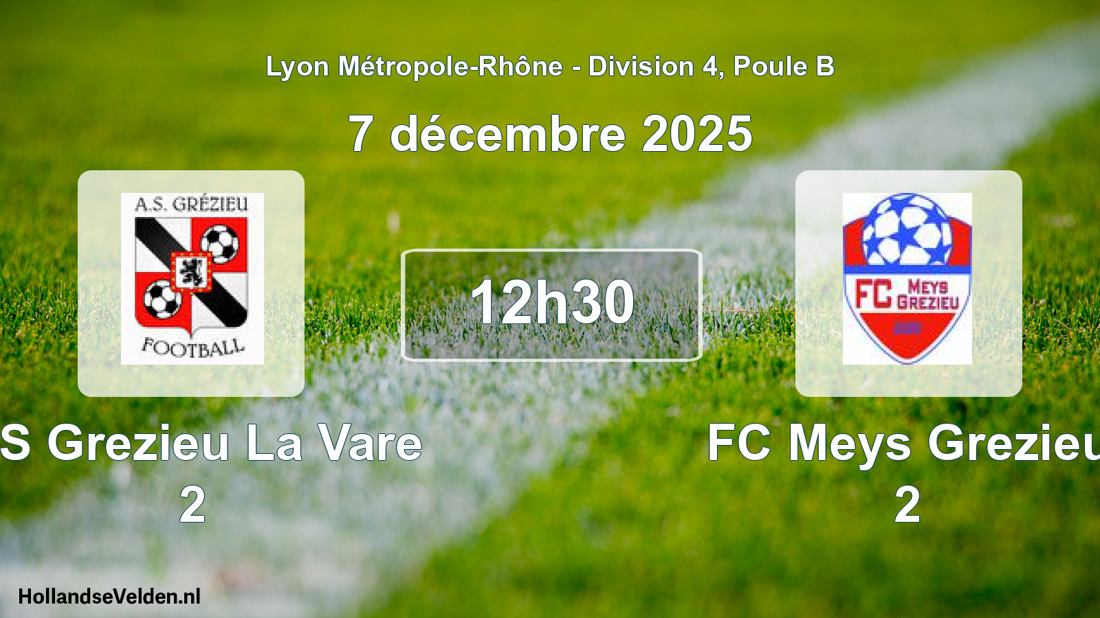 Match programmé: AS Grezieu La Vare 2 - FC Meys Grezieu 2 (7 décembre 2025)