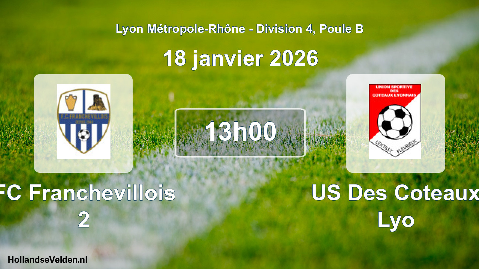 Match programmé: FC Franchevillois 2 - US Des Coteaux Lyo (18 janvier 2026)