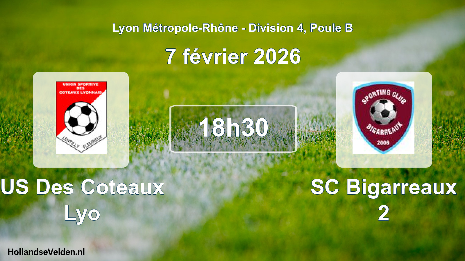 Geplande wedstrijd: US Des Coteaux Lyo - SC Bigarreaux 2 (7 februari 2026)