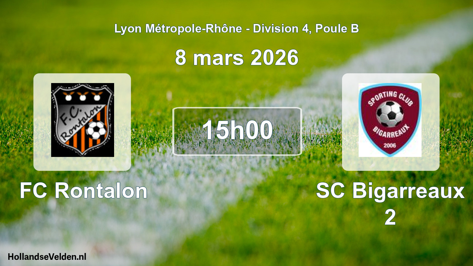 Geplande wedstrijd: FC Rontalon - SC Bigarreaux 2 (8 maart 2026)