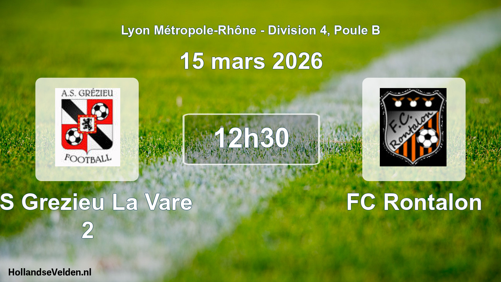 Geplande wedstrijd: AS Grezieu La Vare 2 - FC Rontalon (15 maart 2026)