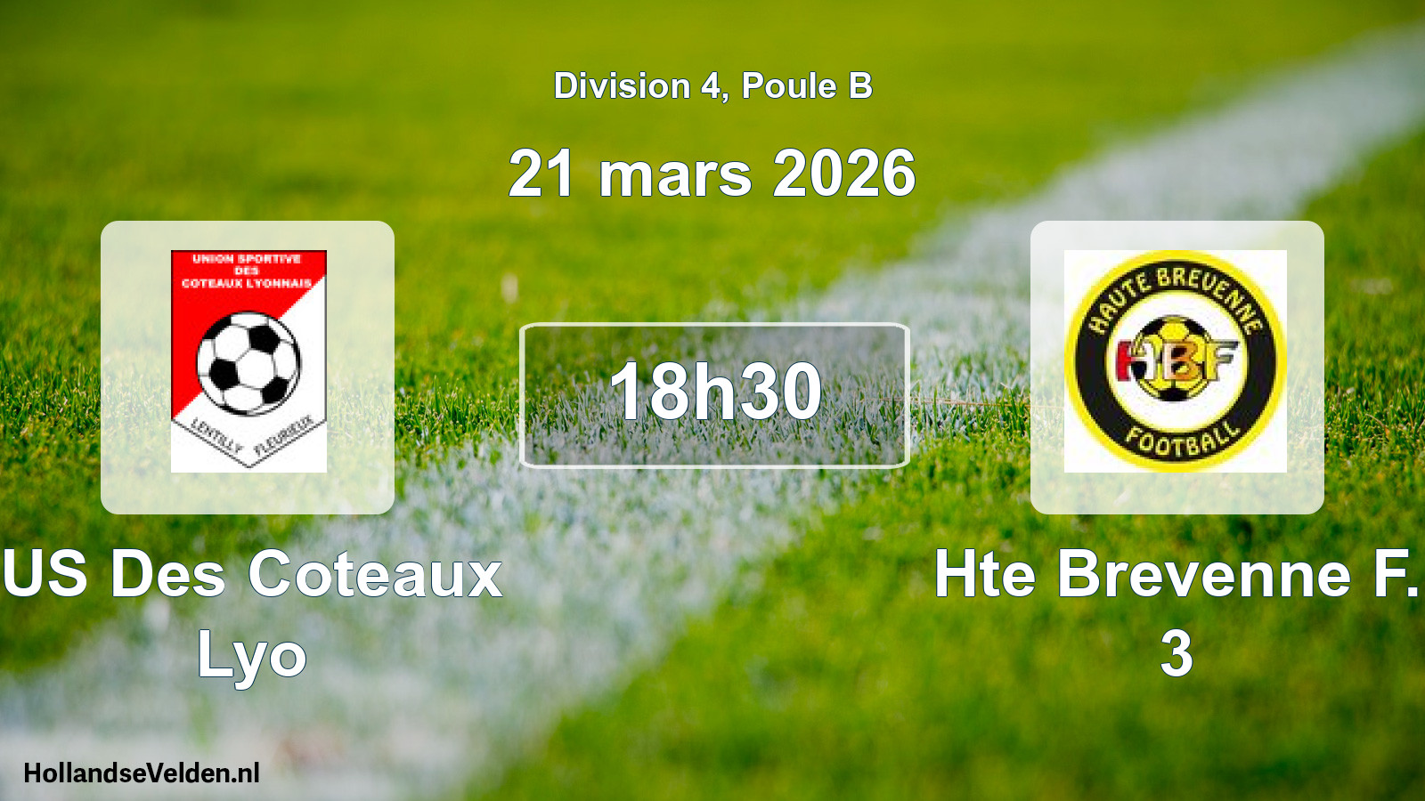 Match programmé: US Des Coteaux Lyo - Hte Brevenne F. 3 (21 mars 2026)