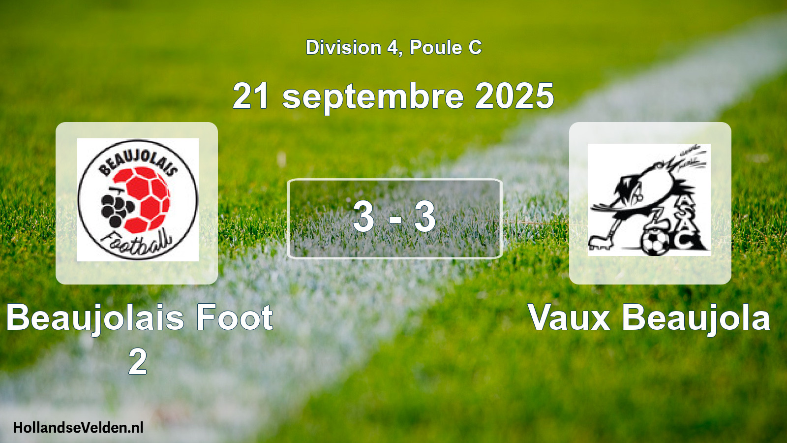 Match joué: Beaujolais Foot 2 - Vaux Beaujola 3 - 3 (21 septembre 2025)