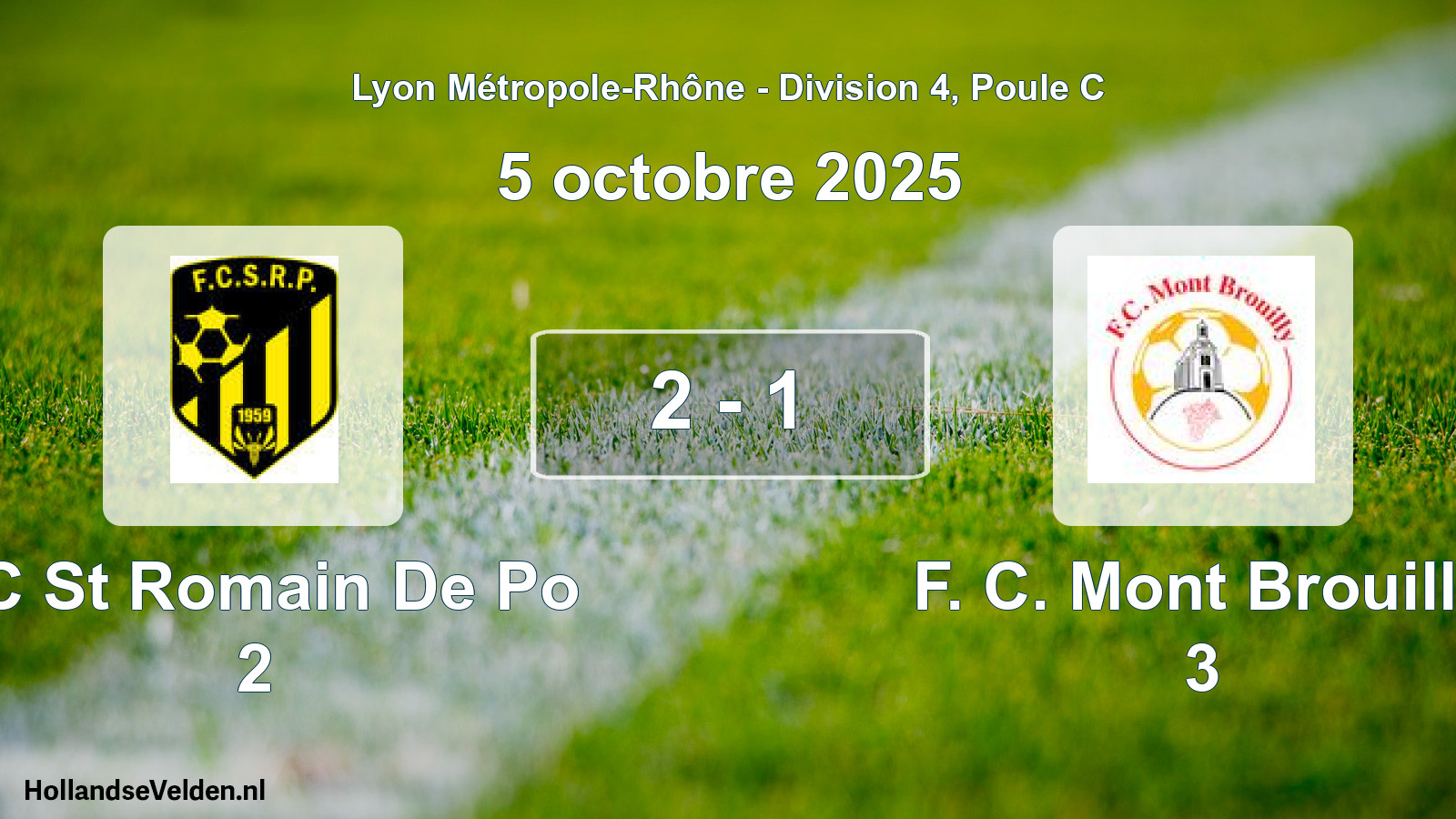 Gespeelde wedstrijd: FC St Romain De Po 2 - F. C. Mont Brouilly 3 2 - 1 (5 oktober 2025)