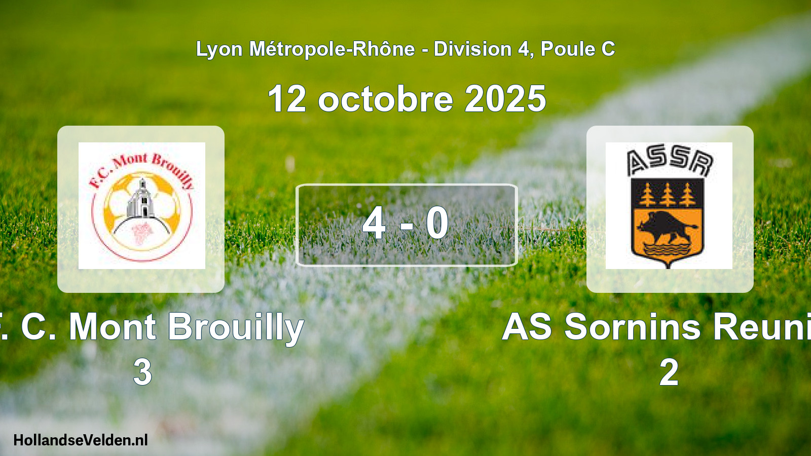 Gespeelde wedstrijd: F. C. Mont Brouilly 3 - AS Sornins Reunis 2 4 - 0 (12 oktober 2025)