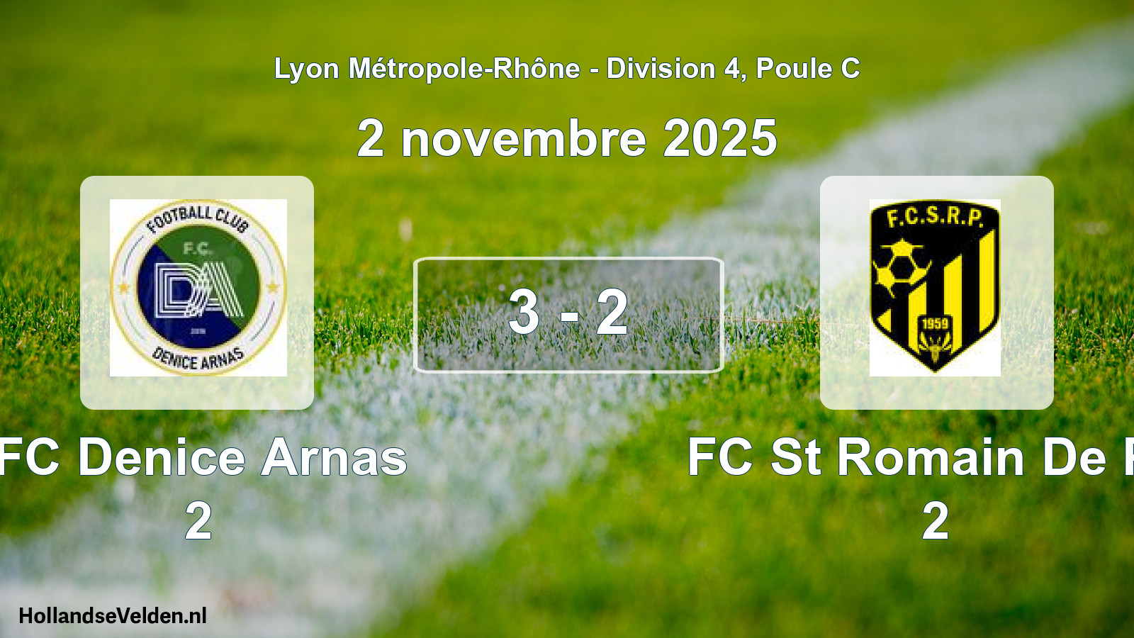 Gespeelde wedstrijd: FC Denice Arnas 2 - FC St Romain De Po 2 3 - 2 (2 november 2025)
