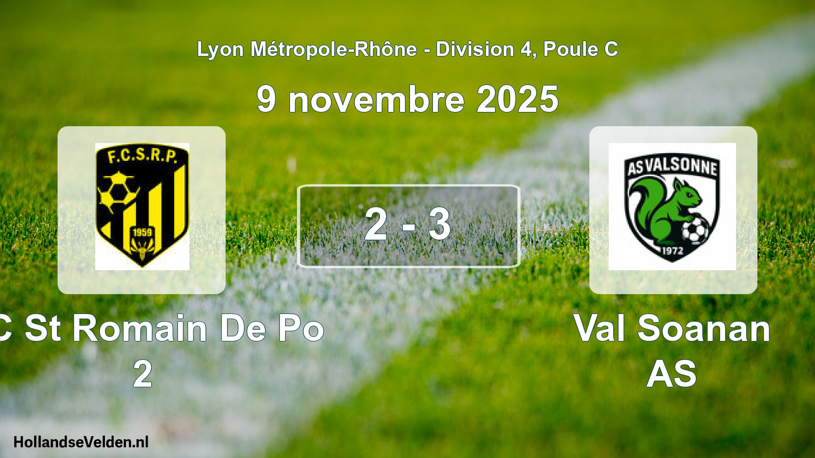 Match joué: FC St Romain De Po 2 - Val Soanan AS 2 - 3 (9 novembre 2025)